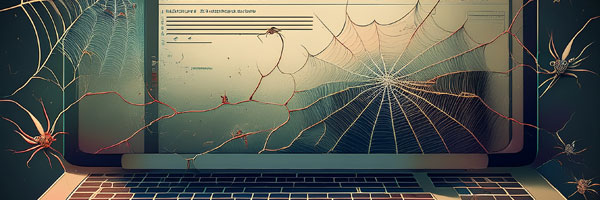 クモの巣が張ったお知らせページ